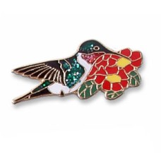 Hummingbird, Broad-tailed at Columbine pin Hummingbird, Broad-tailed at Columbine pin